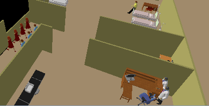 3D view of the VA labs in the simulation