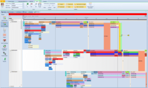 Figure 6 – Simio user interface illustrating resource usage on the Gantt chart