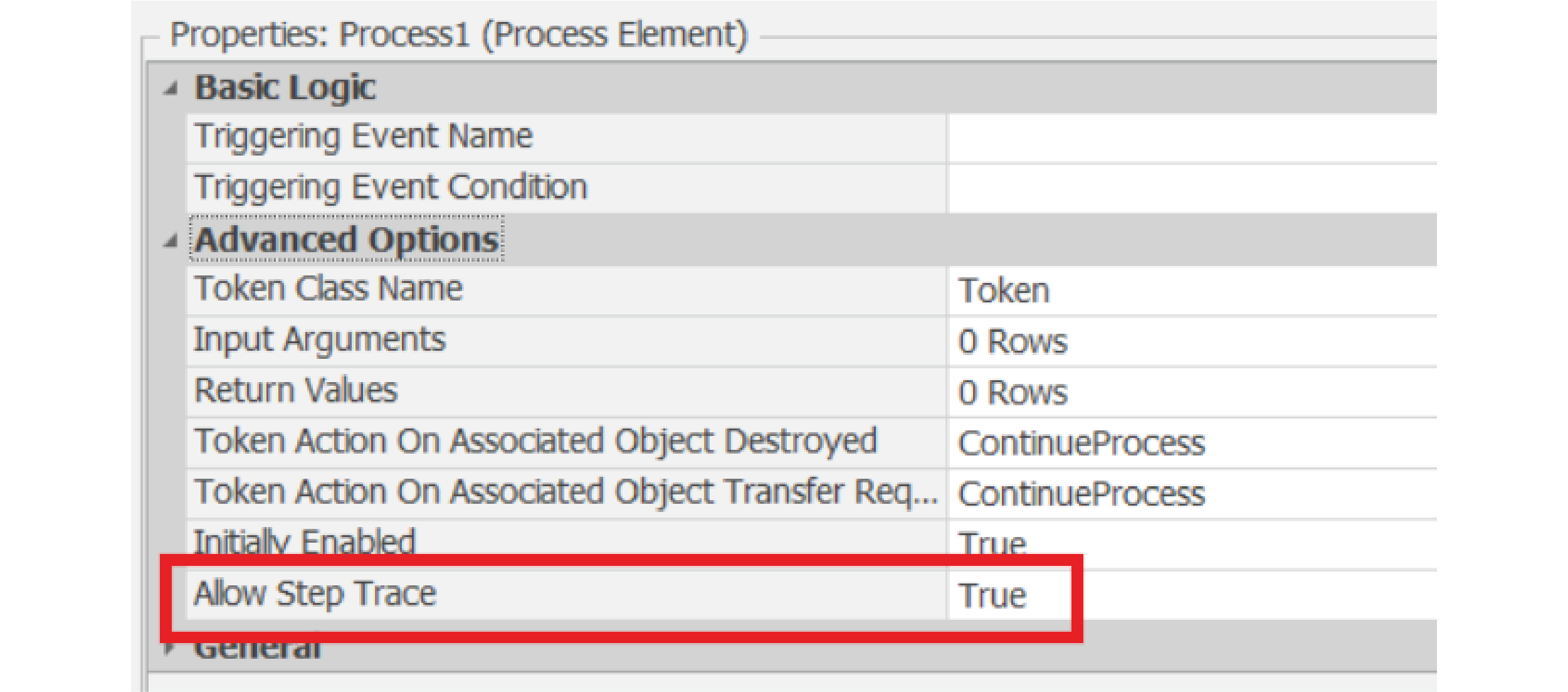 Tip Picture 2: Highlighting "Allow Step Trace = True"