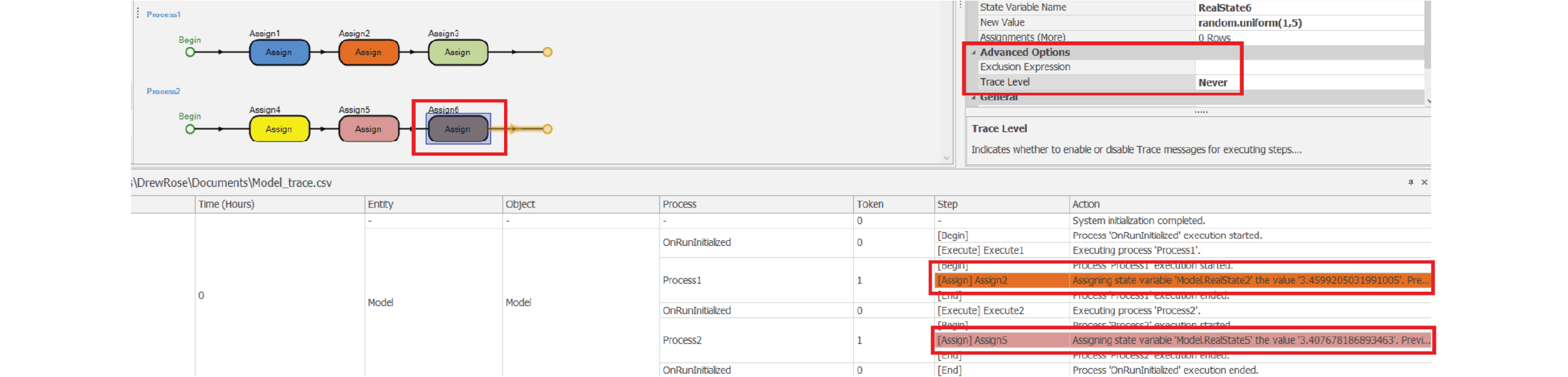 Tip Picture 4: Highlighting "Advanced Options" and two "Assign" steps