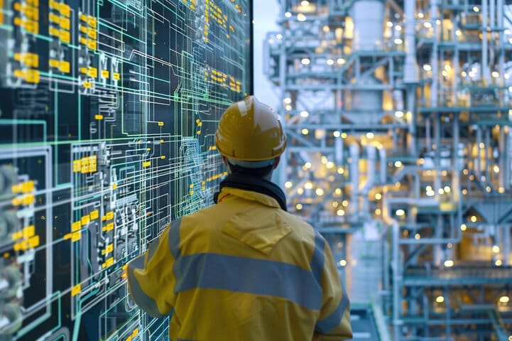 Engineer Looking at Future Possibilities in a Digital Twin